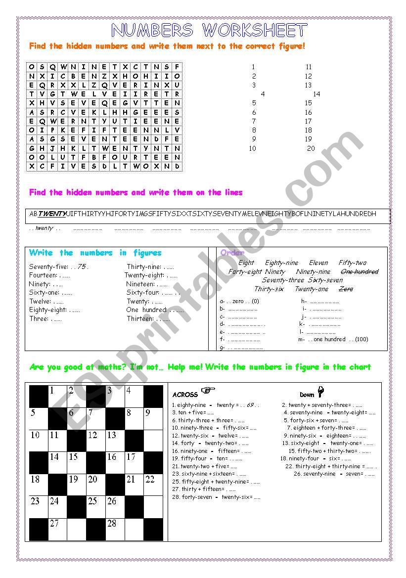 Numbers- some amusing exercises + correction