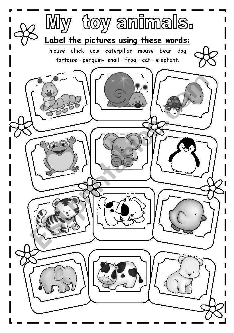 My toy animals: exercices worksheet