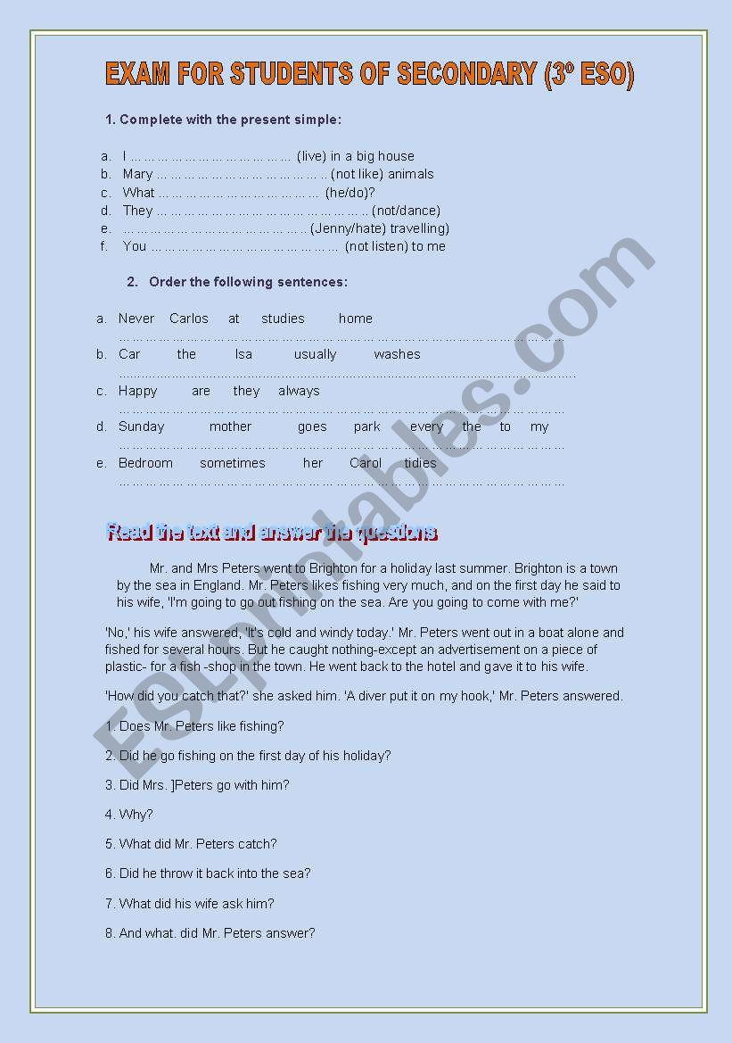 exam for older students of secondary