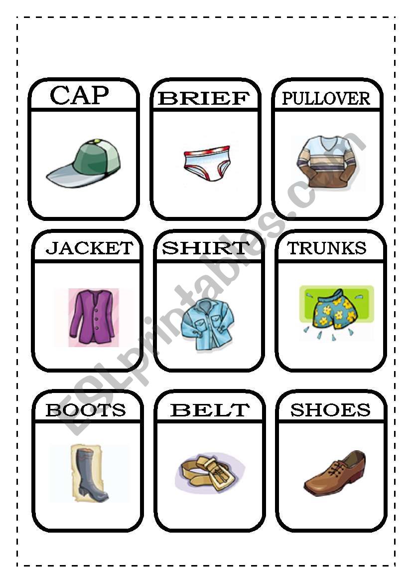 CLOTHES - MEMORY GAME 2/2  worksheet