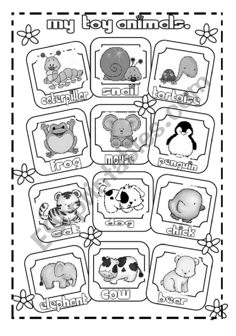 My toy animals pictionary (B & W  version)