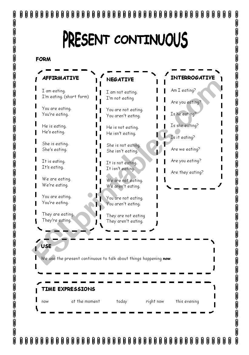 PRESENT CONTINUOUS worksheet