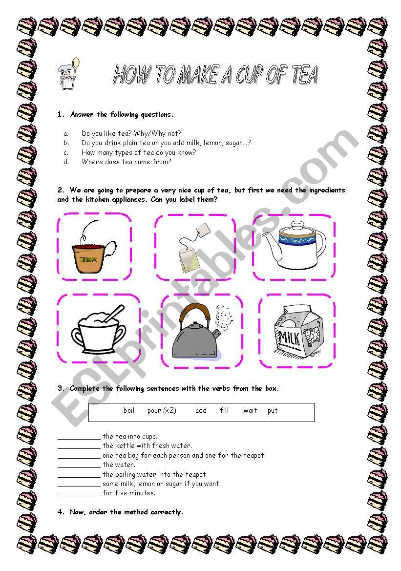 HOW TO MAKE A CUP OF TEA worksheet