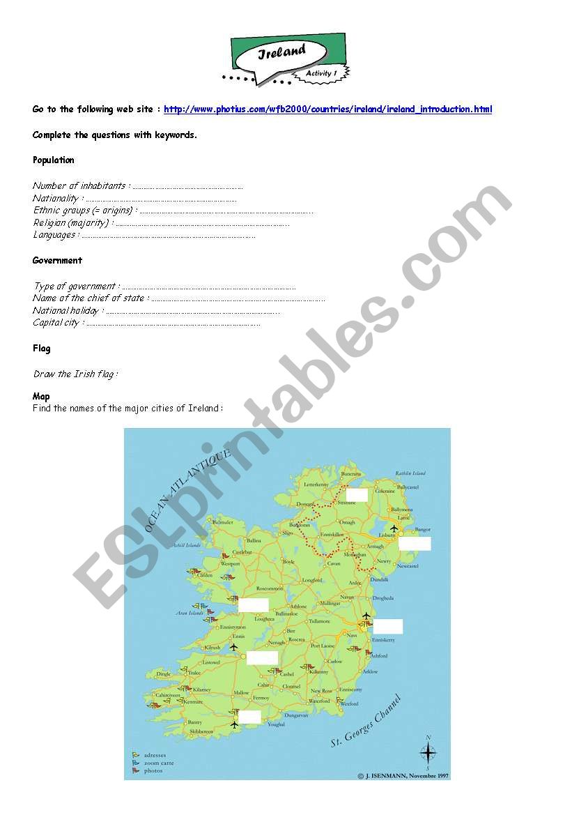 ireland worksheet