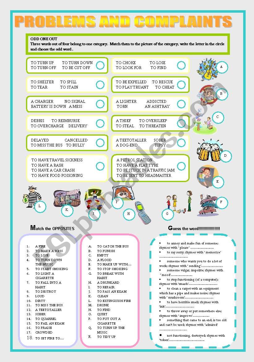 everyday-problems-and-complaints-speaking-and-vocabulary-exercises-esl-worksheet-by-tukany3