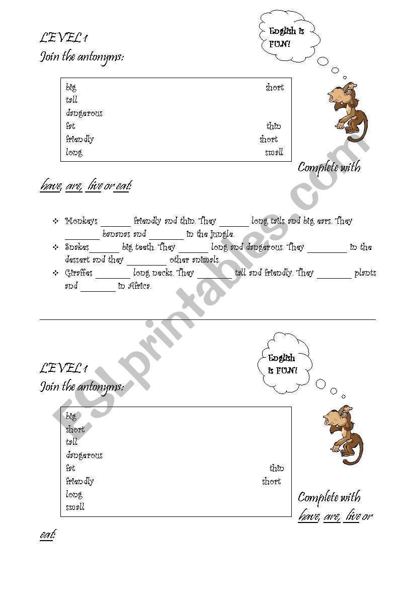 Animals: practice worksheet