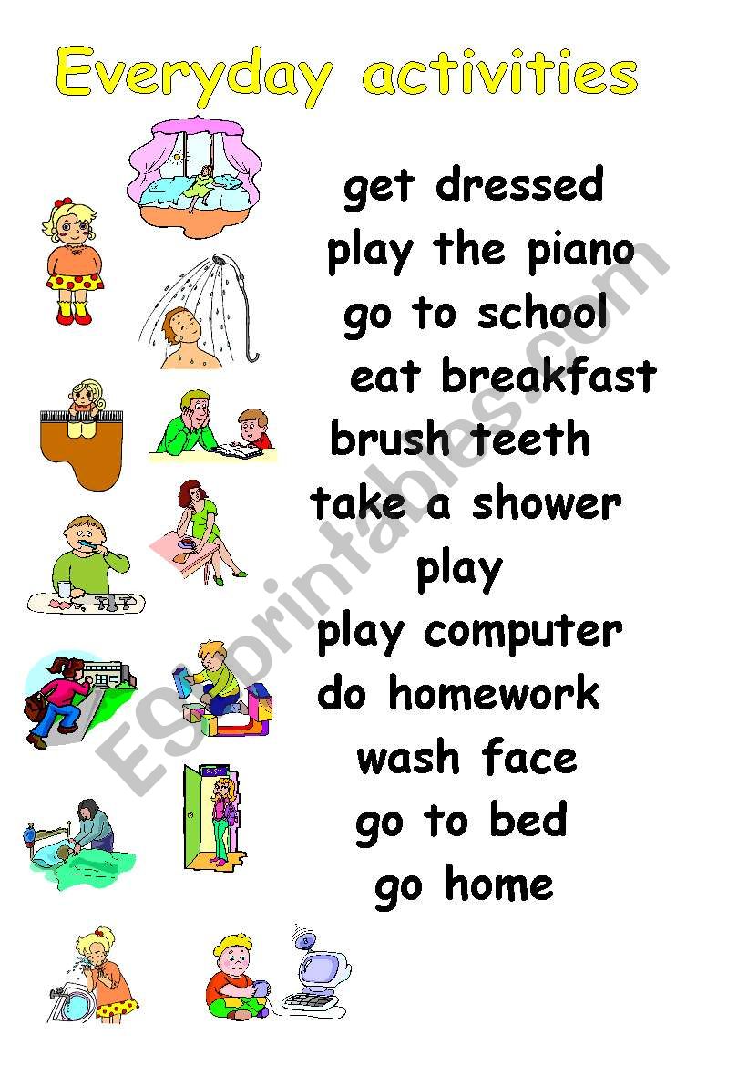 Everyday activities worksheet