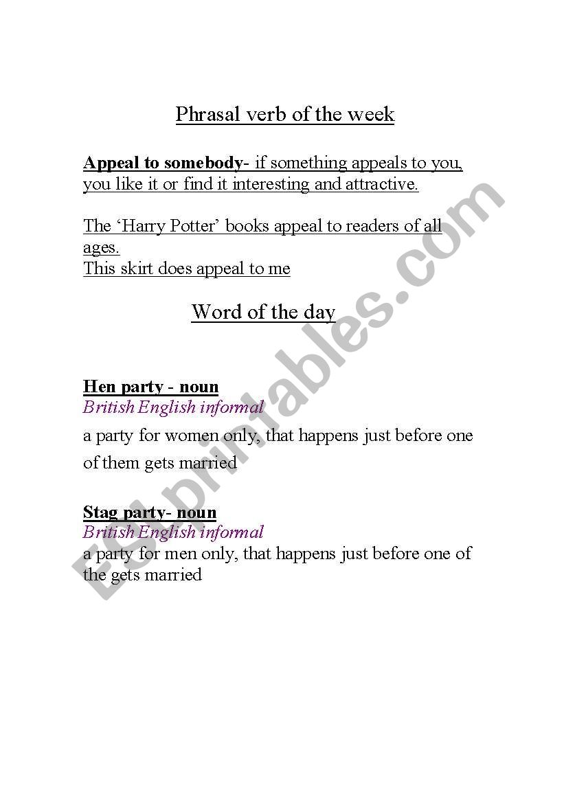 a useful phrasal verb worksheet