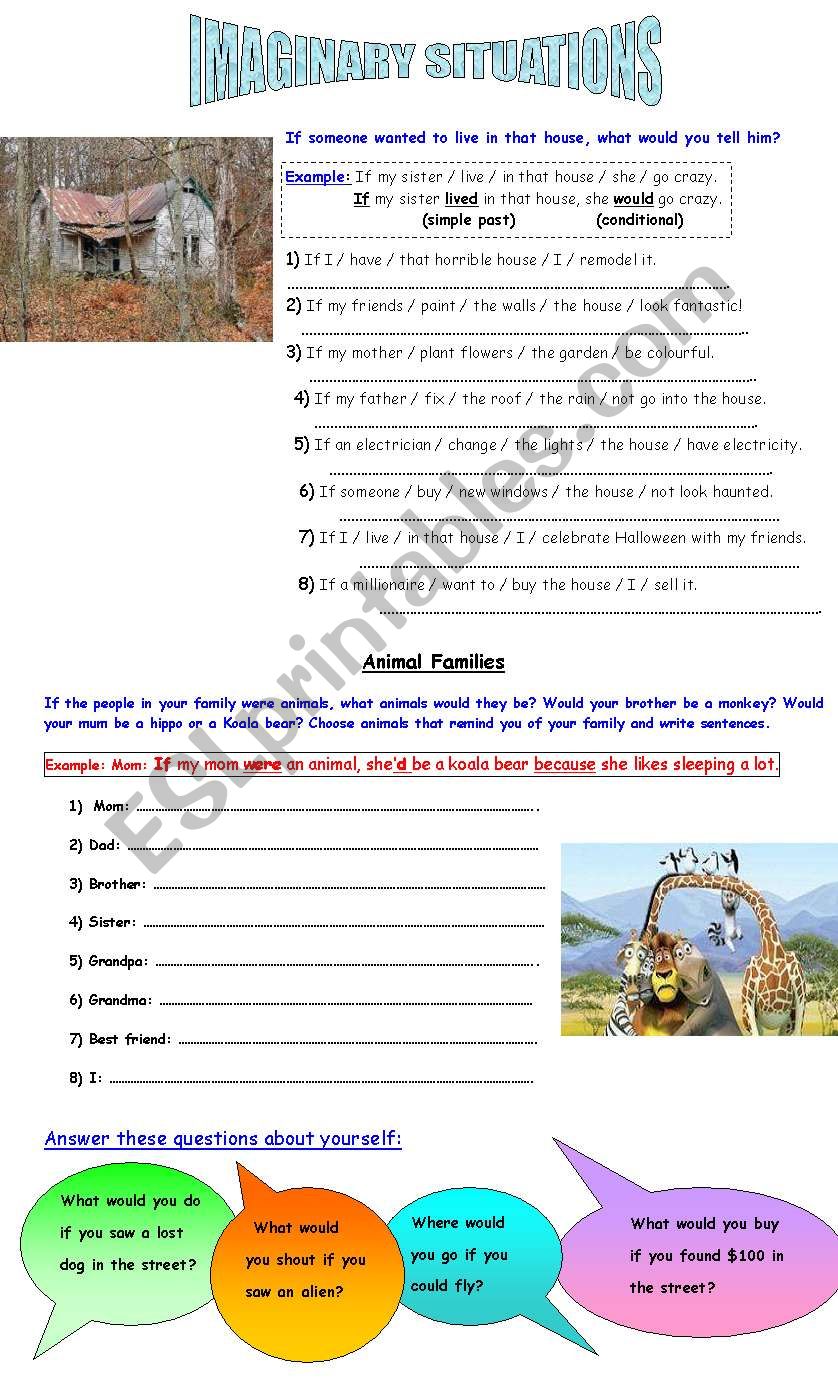 imaginary situations worksheet