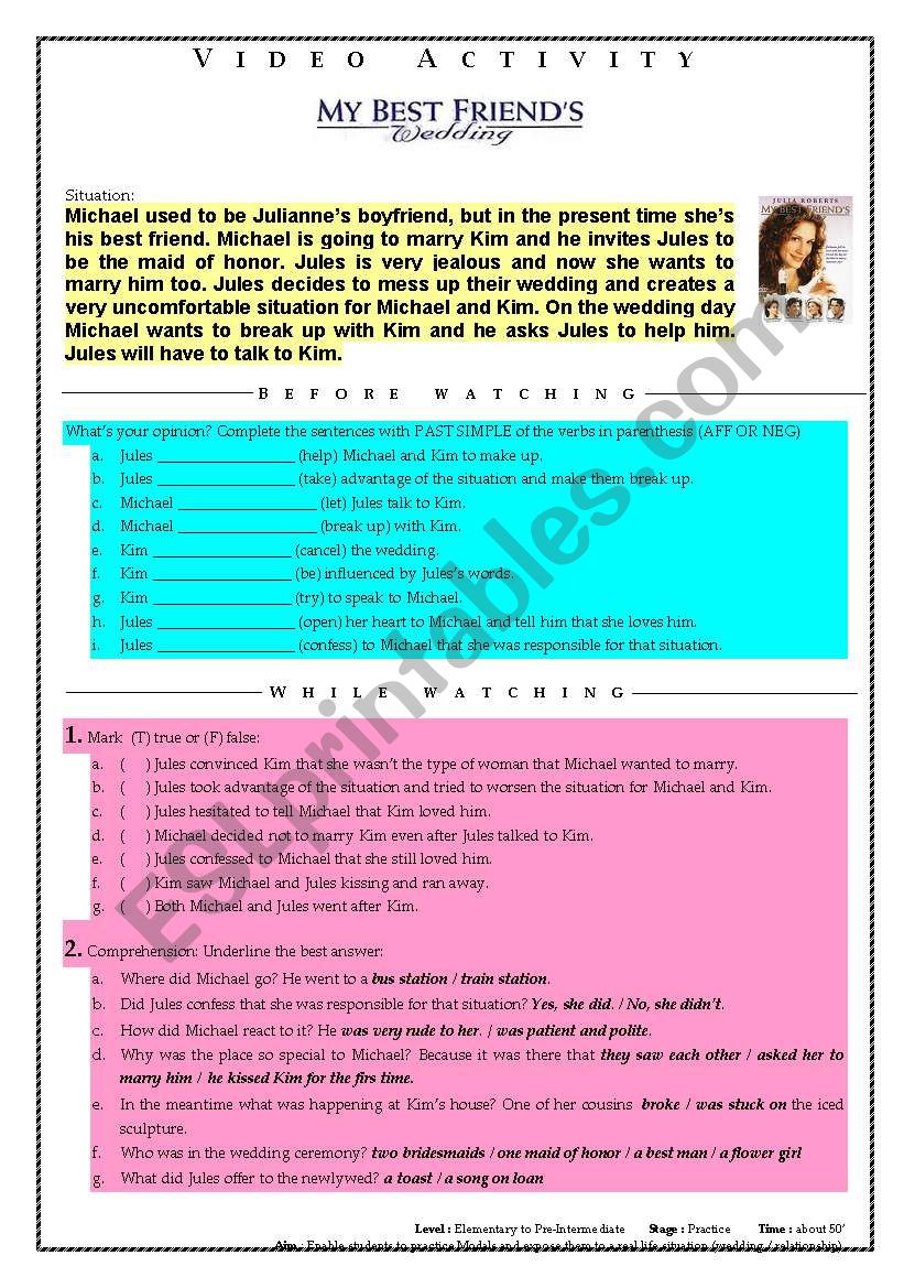 Video Actiity worksheet