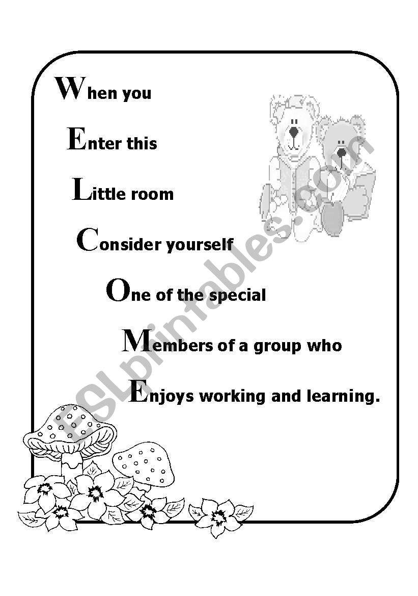 welcome poster worksheet