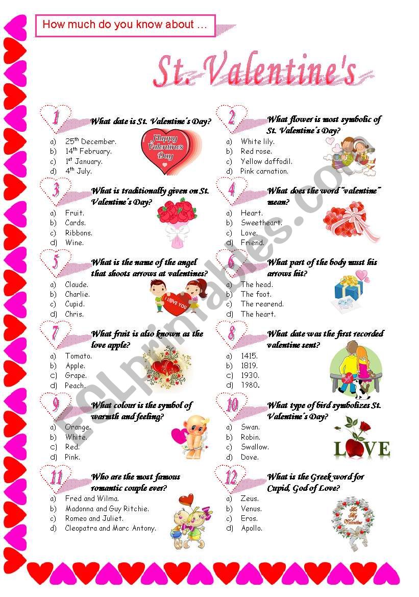 St. ValentineÂ´s worksheet