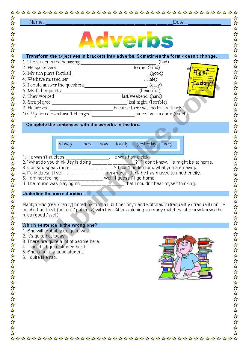 Adverbs worksheet