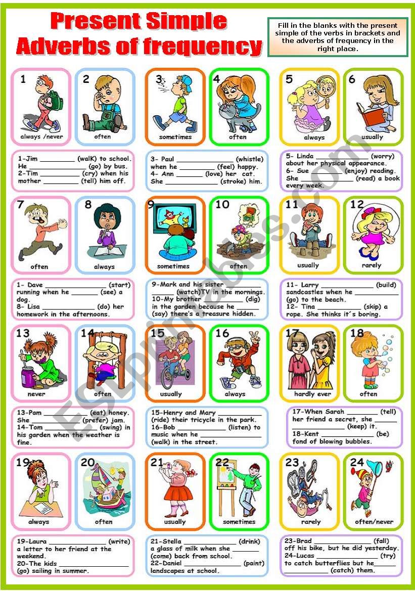 PRESENT SIMPLE AND ADVERBS OF FREQUENCY (B&W VERSION INCLUDED)