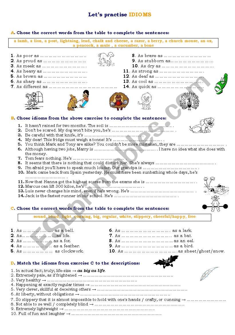 Idioms - as ... as ... worksheet