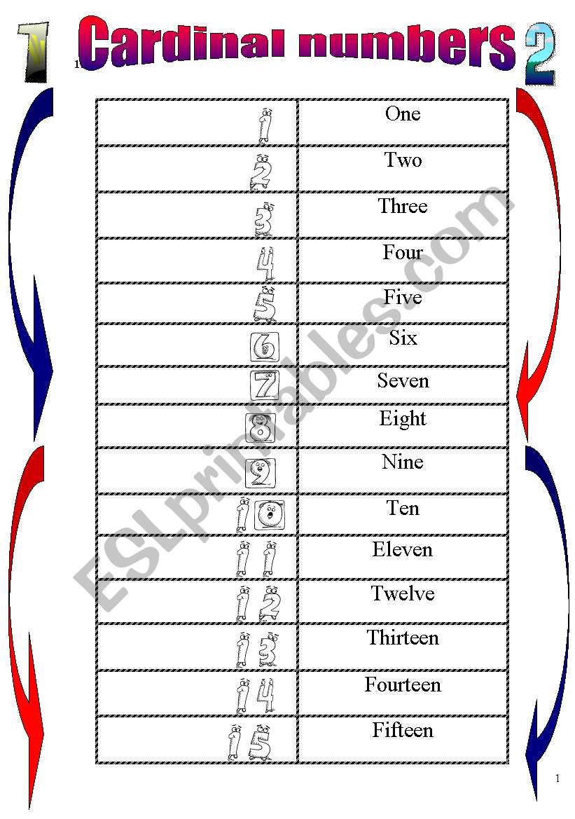 Cardinal numbers 1-1000 worksheet