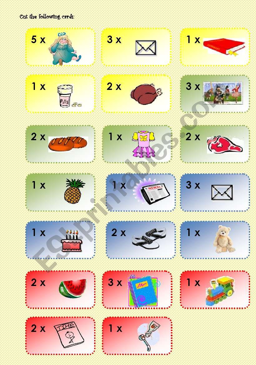 Going shopping boardgame 3/3 worksheet