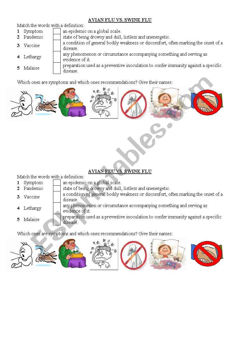 avian vs. swine flu worksheet