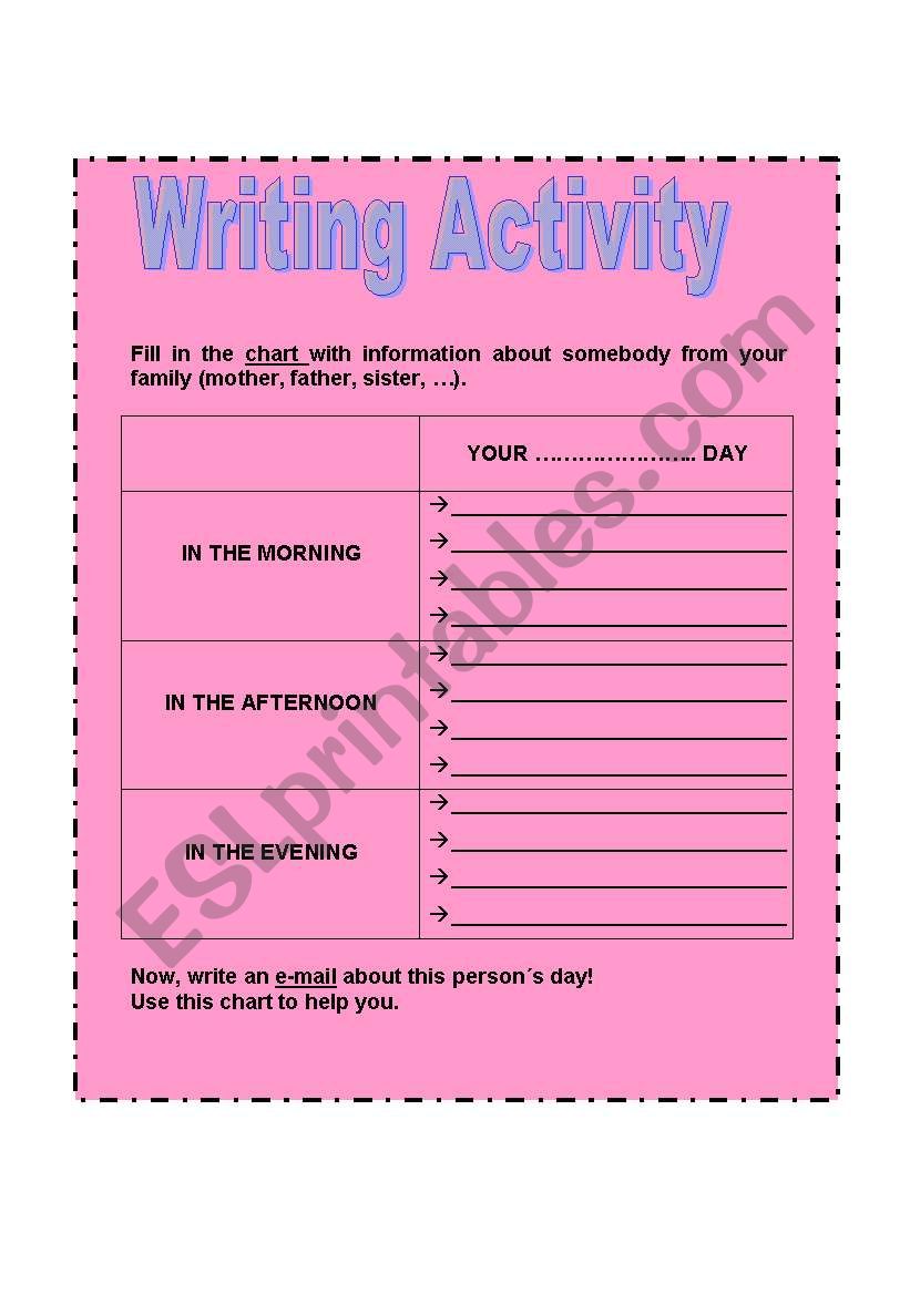 Present Simple - Writing Activity - 3rd person