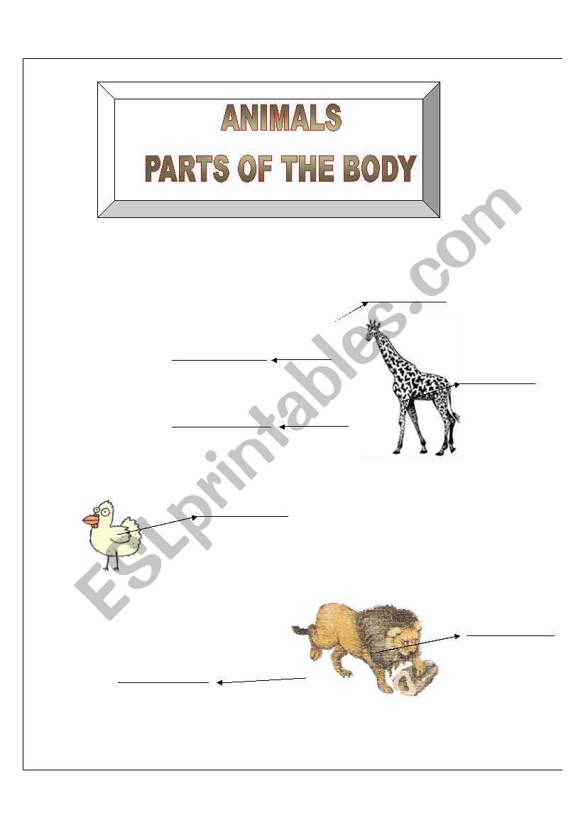ANIMALS - LABEL THE PARTS OF THE BODY