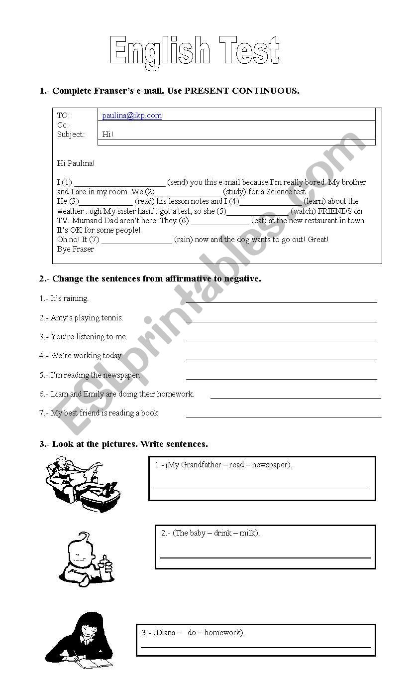 english test worksheet