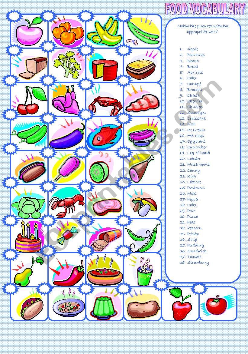 FOOD VOCABULARY. PART 1 worksheet