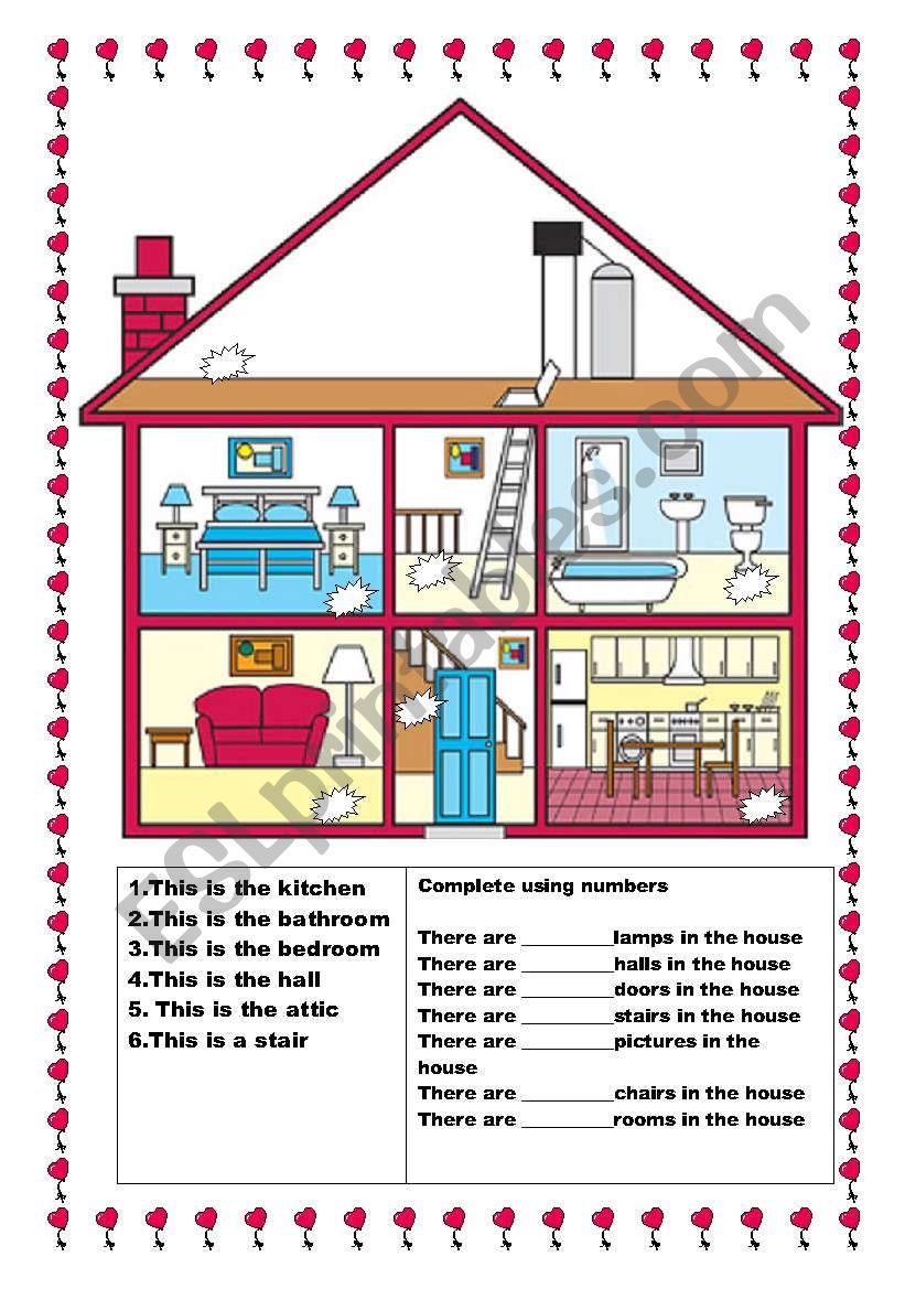 The House rooms and objects worksheet