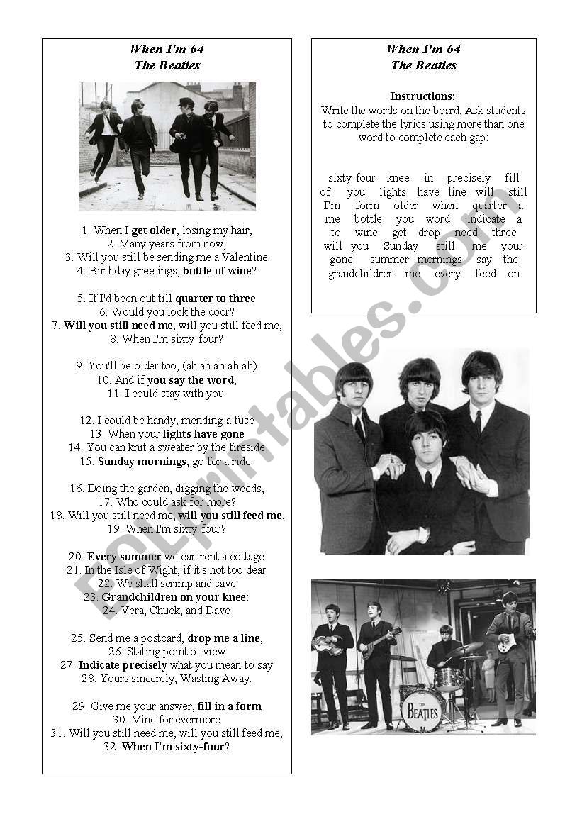 Music Activity The Beatles When Im 64