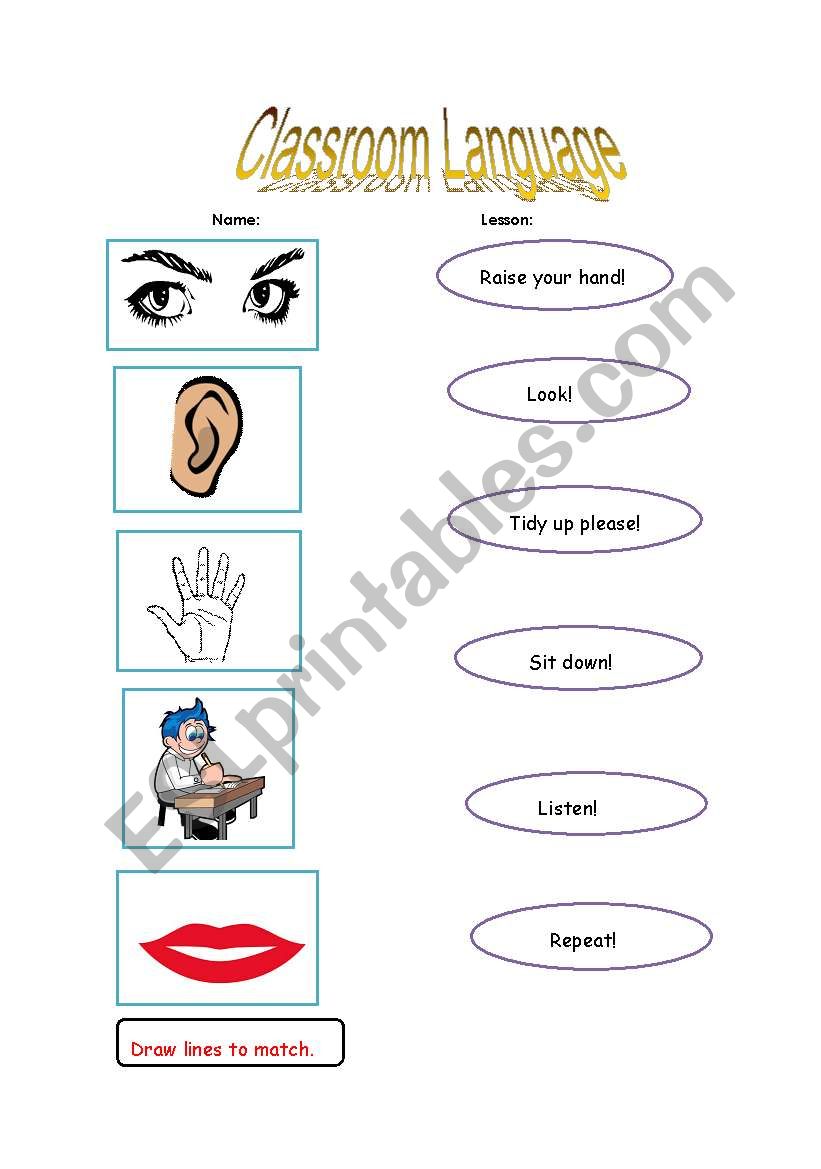 classroom language worksheet