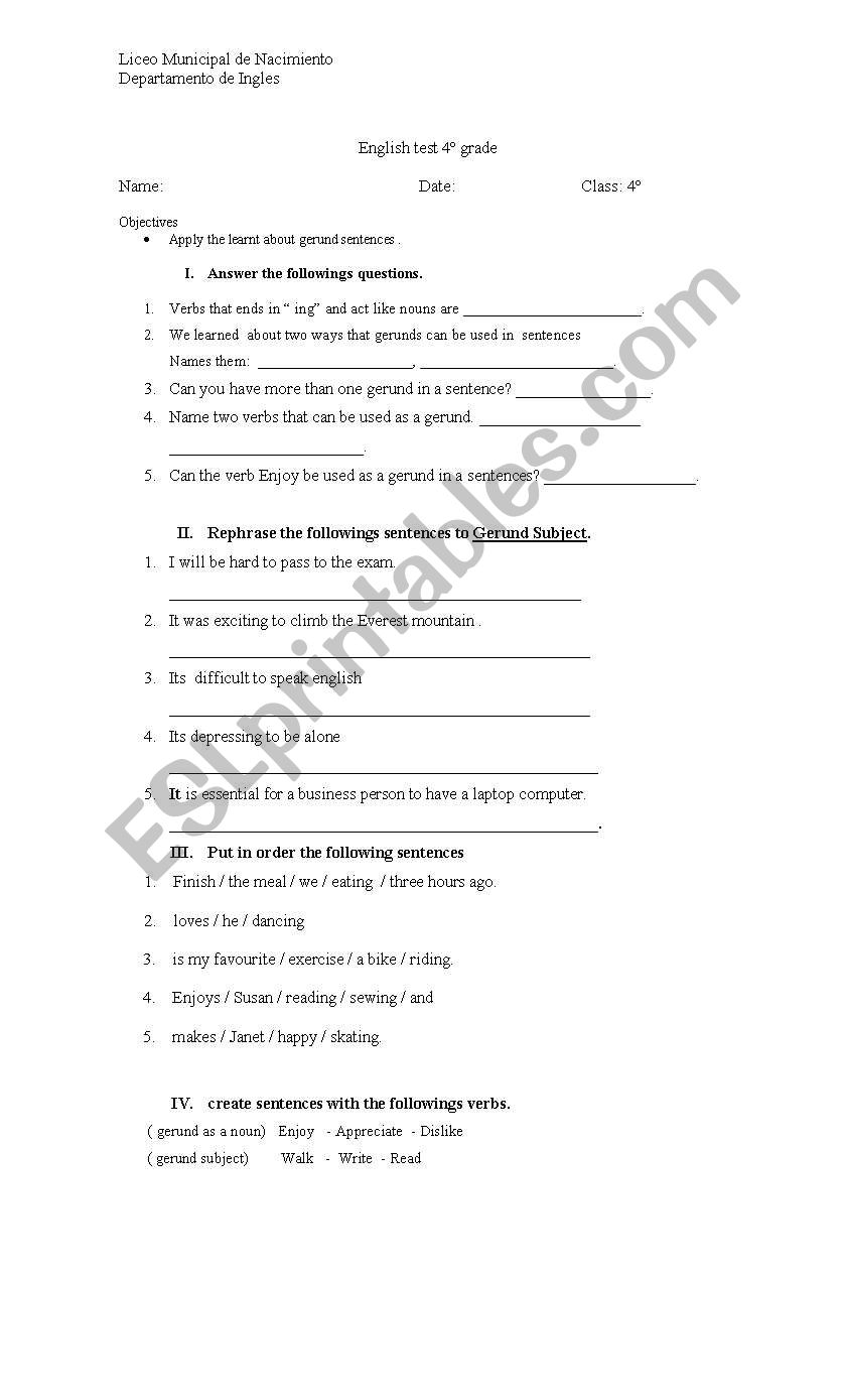    Gerund exercises worksheet
