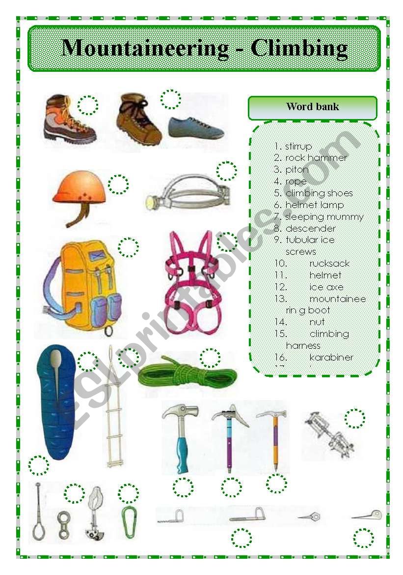 Mountaineering and climbing matching exercise