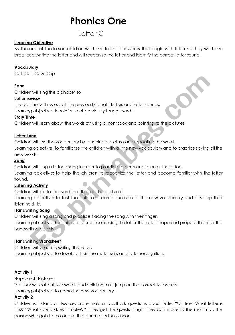 phonics letter c worksheet