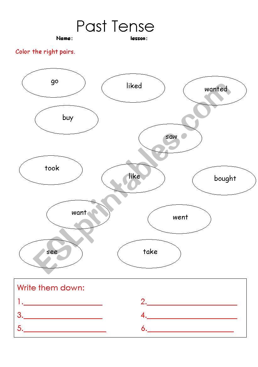 past tense worksheet