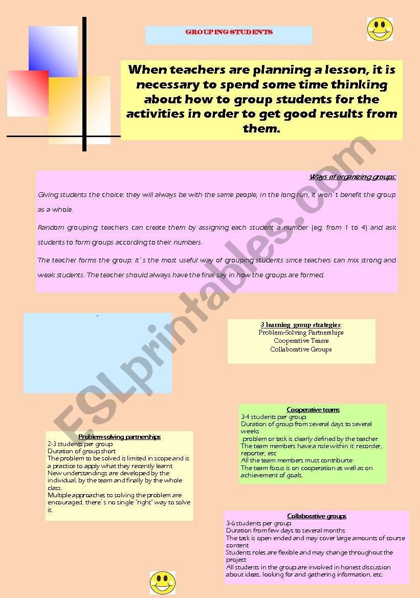 Grouping students worksheet