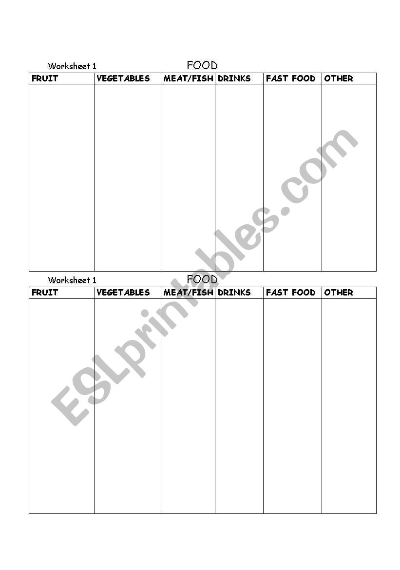 Food  worksheet