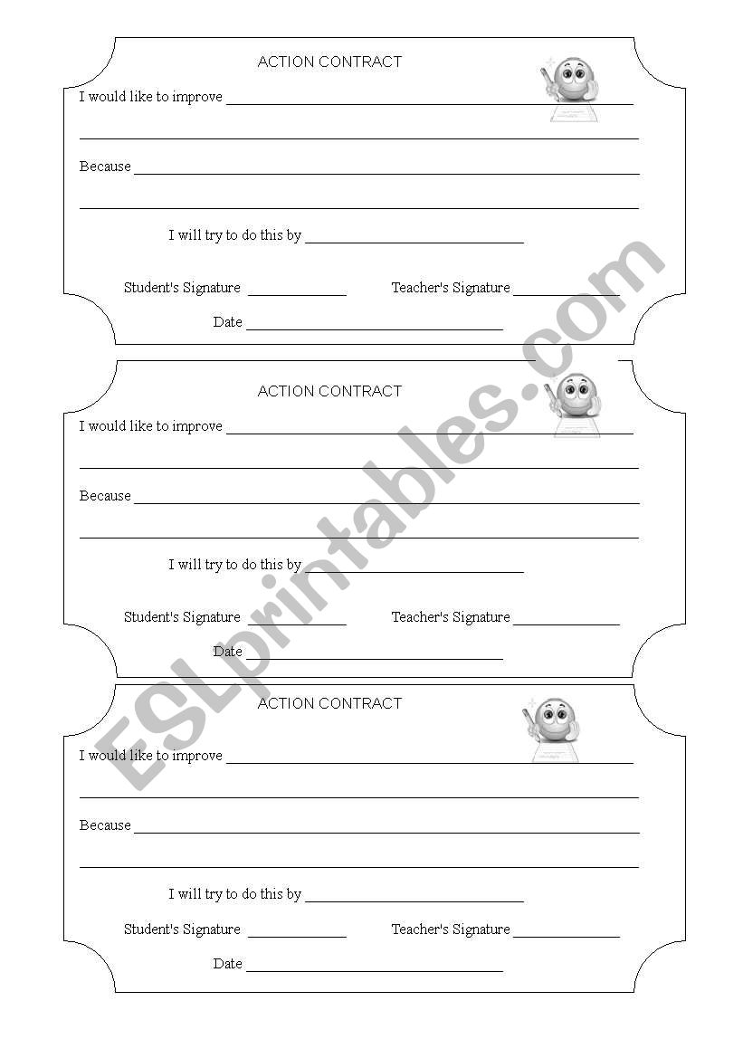 Action Contracts worksheet