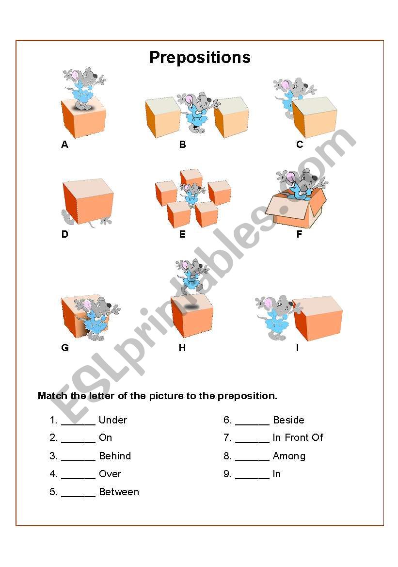 Prepositions of Location worksheet