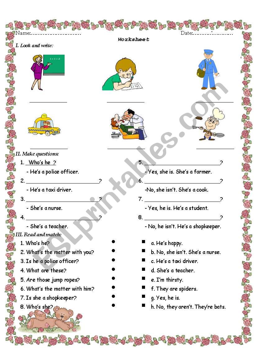 jobs worksheet