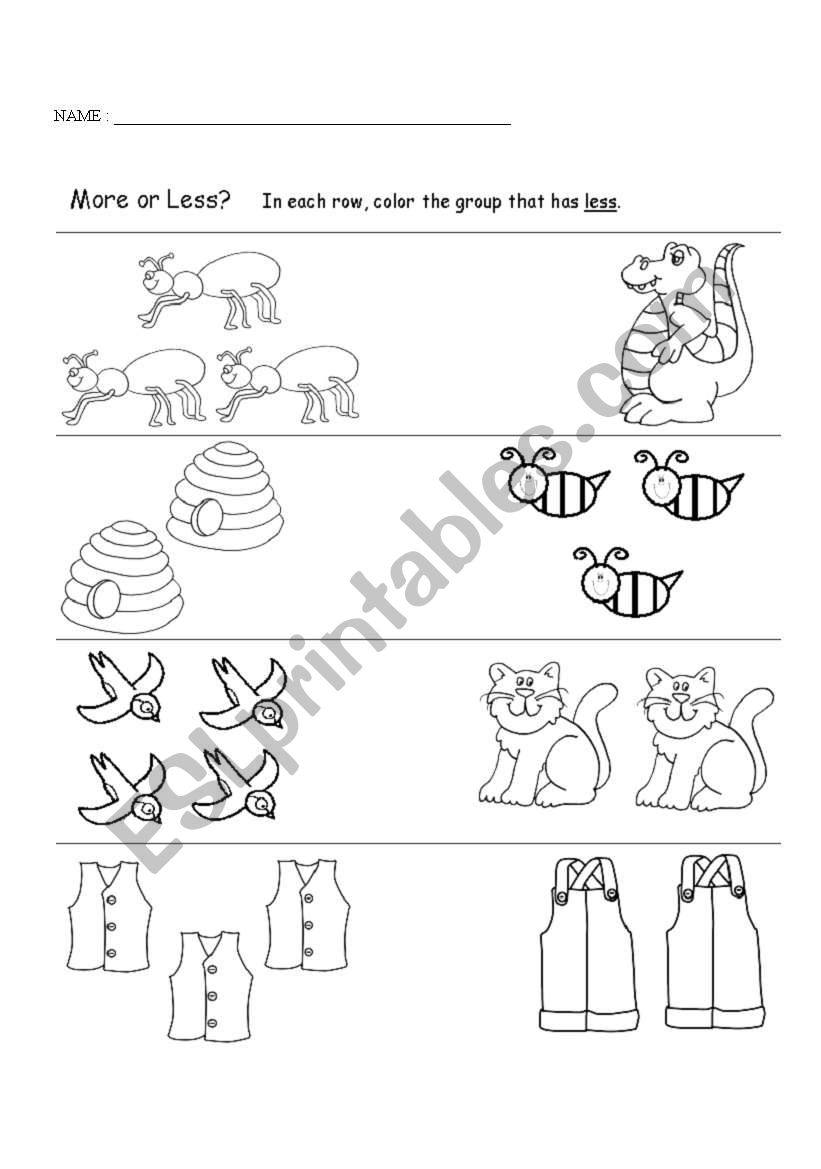 Compare and color worksheet - Animal
