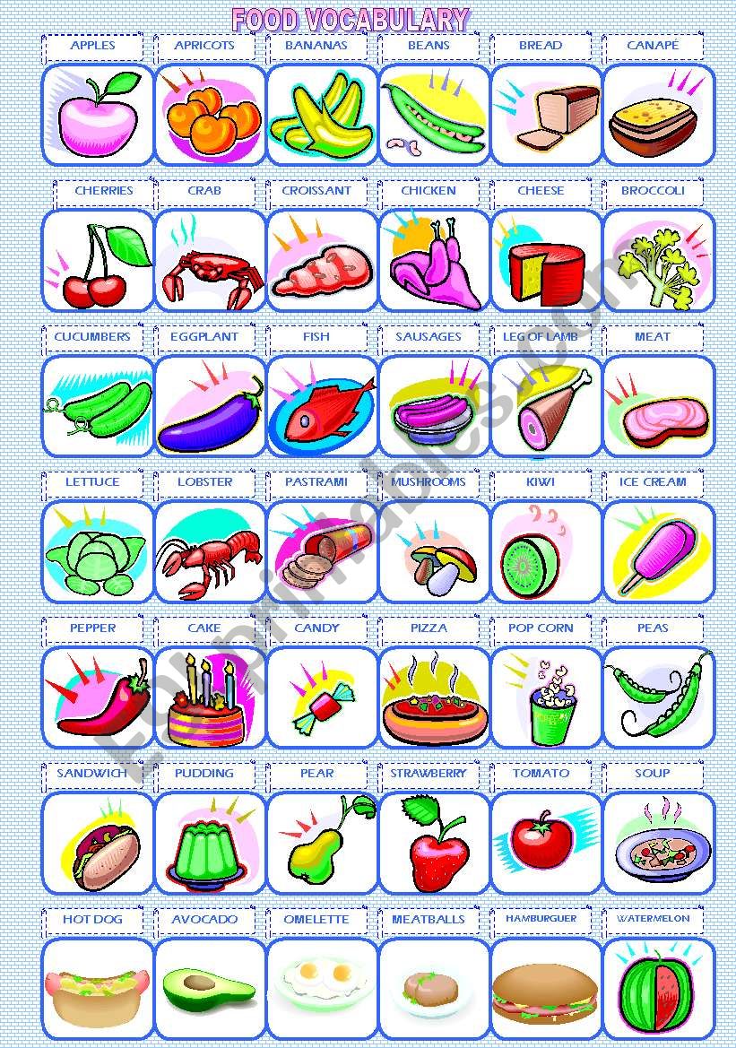 FOOD PICTIONARY worksheet