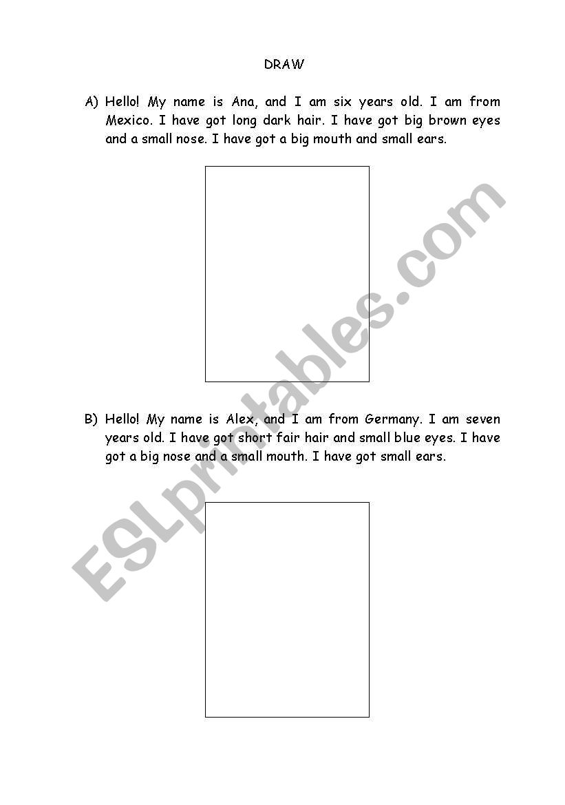Draw the character worksheet