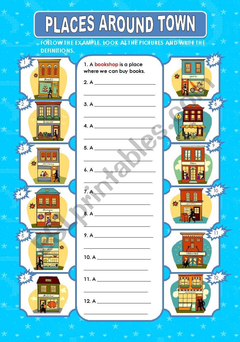 PLACES IN TOWN worksheet
