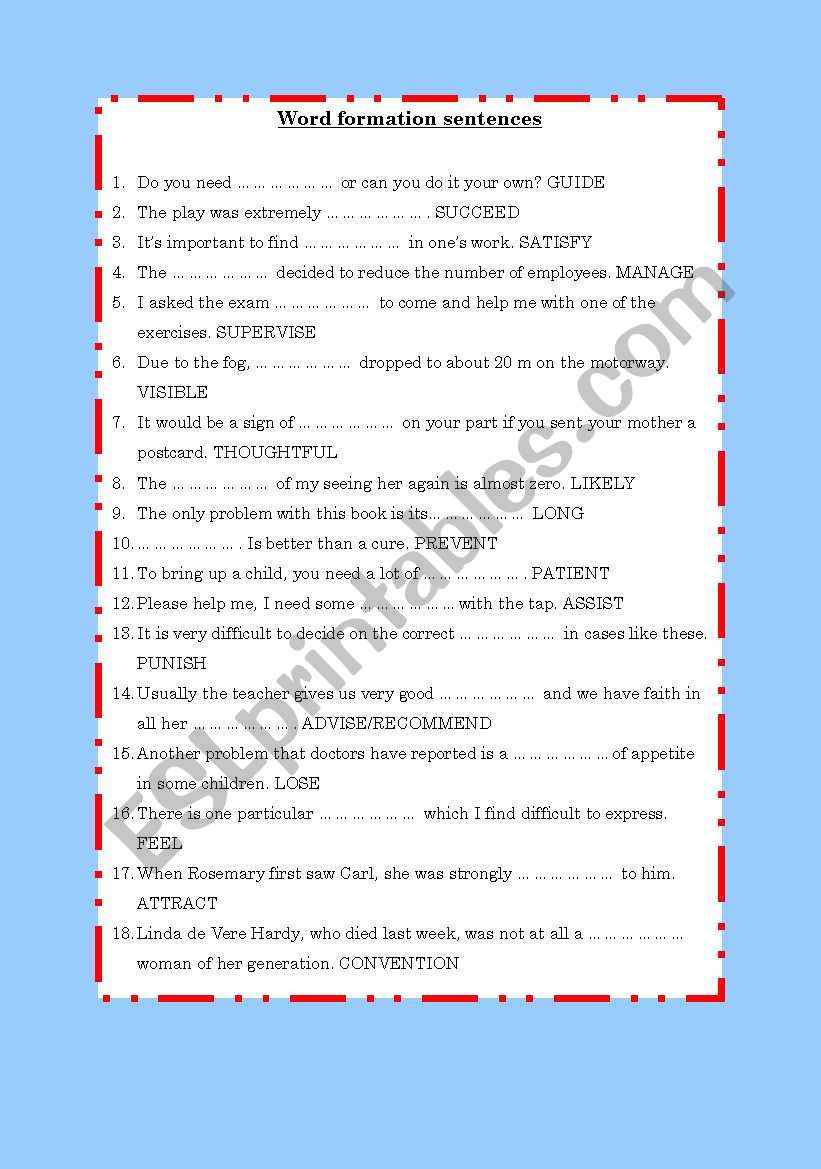Word formation 2. worksheet