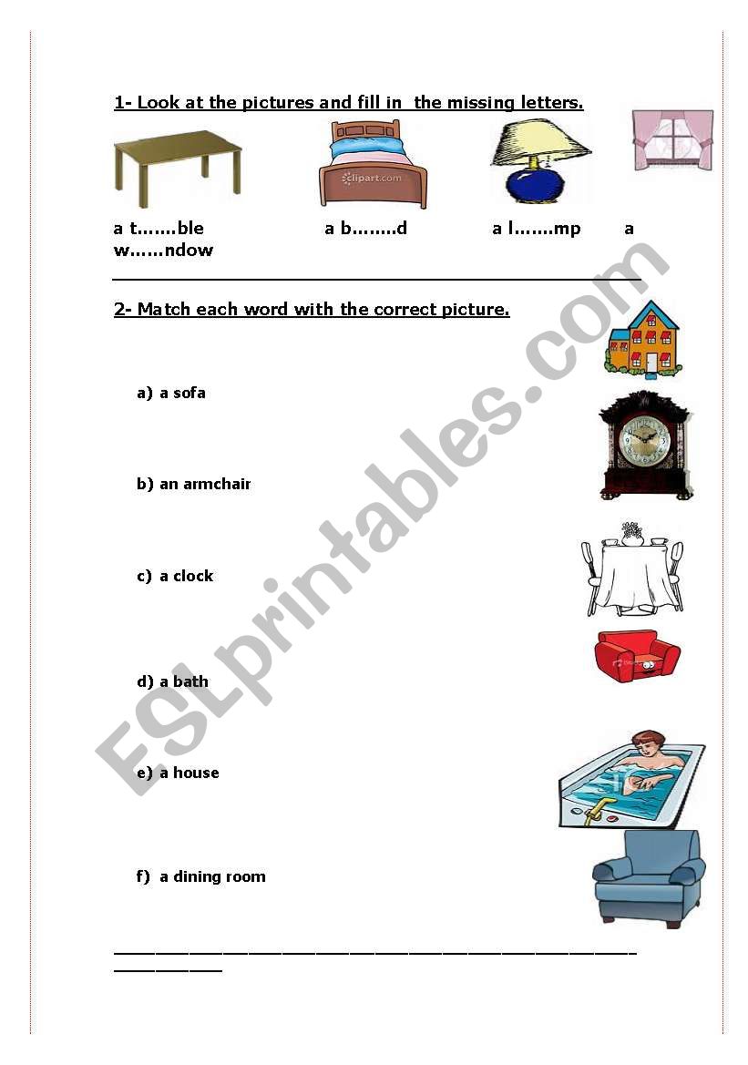 Furniture worksheet