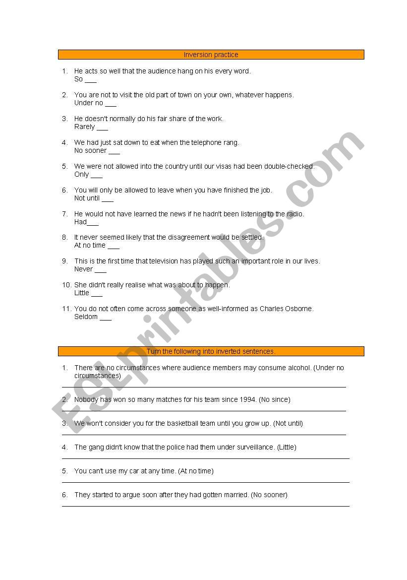 Inversion  worksheet