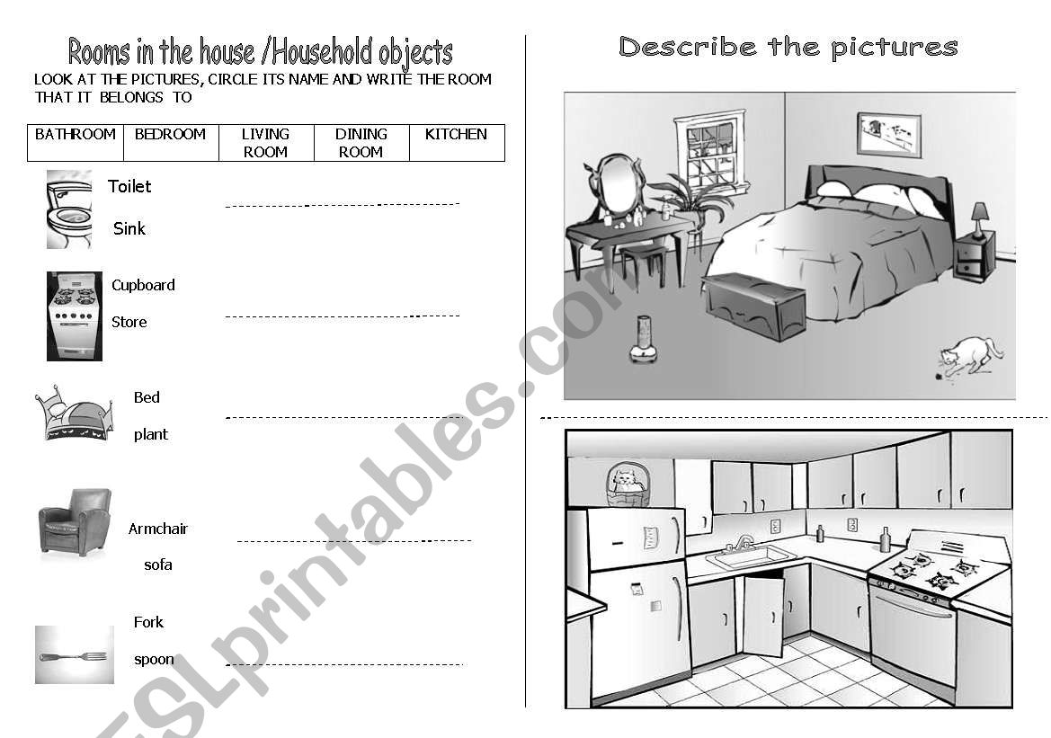 rooms in the house worksheet