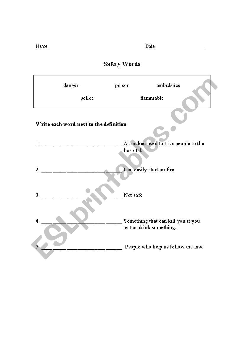 Survival Words worksheet