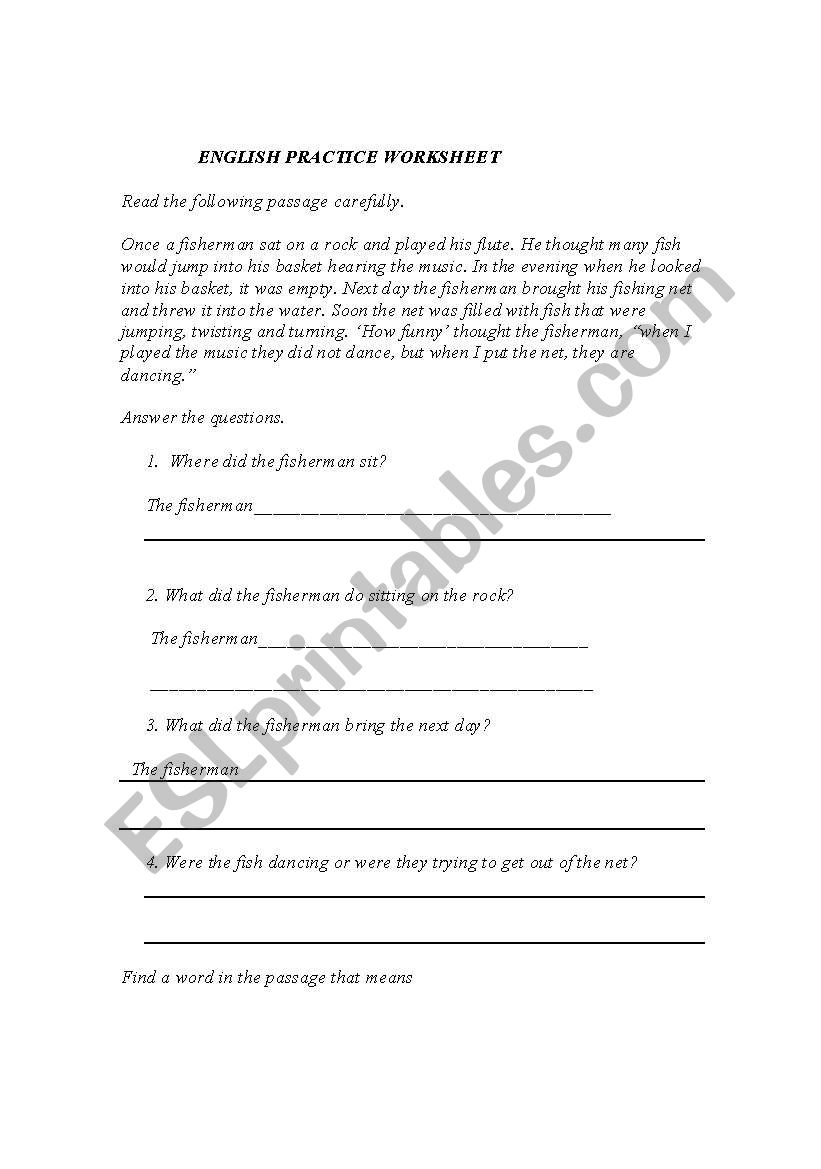 English Worksheet worksheet