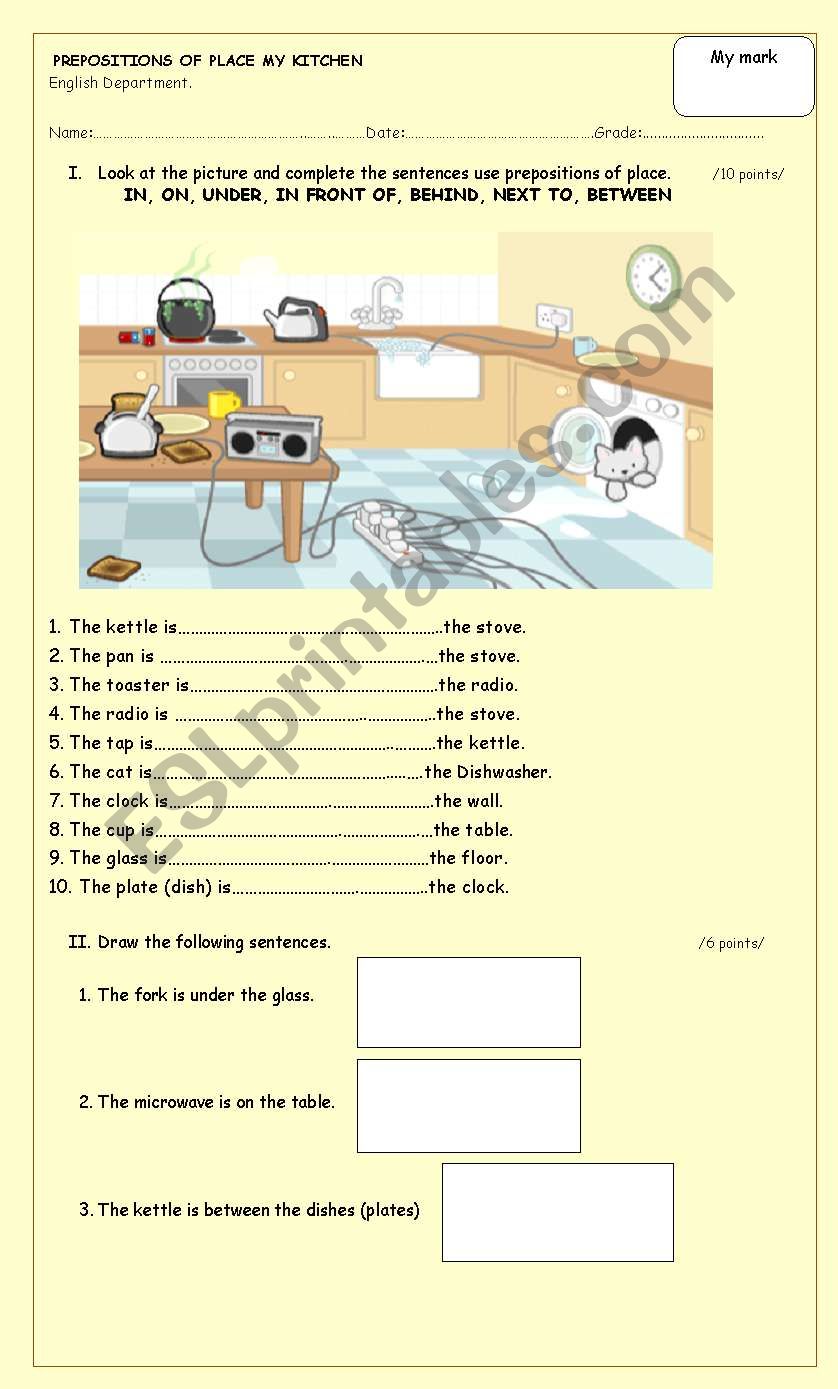 prepositions of place worksheet