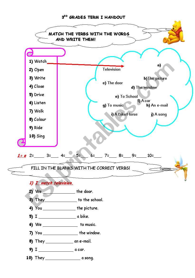 VERBS HANDOUT worksheet